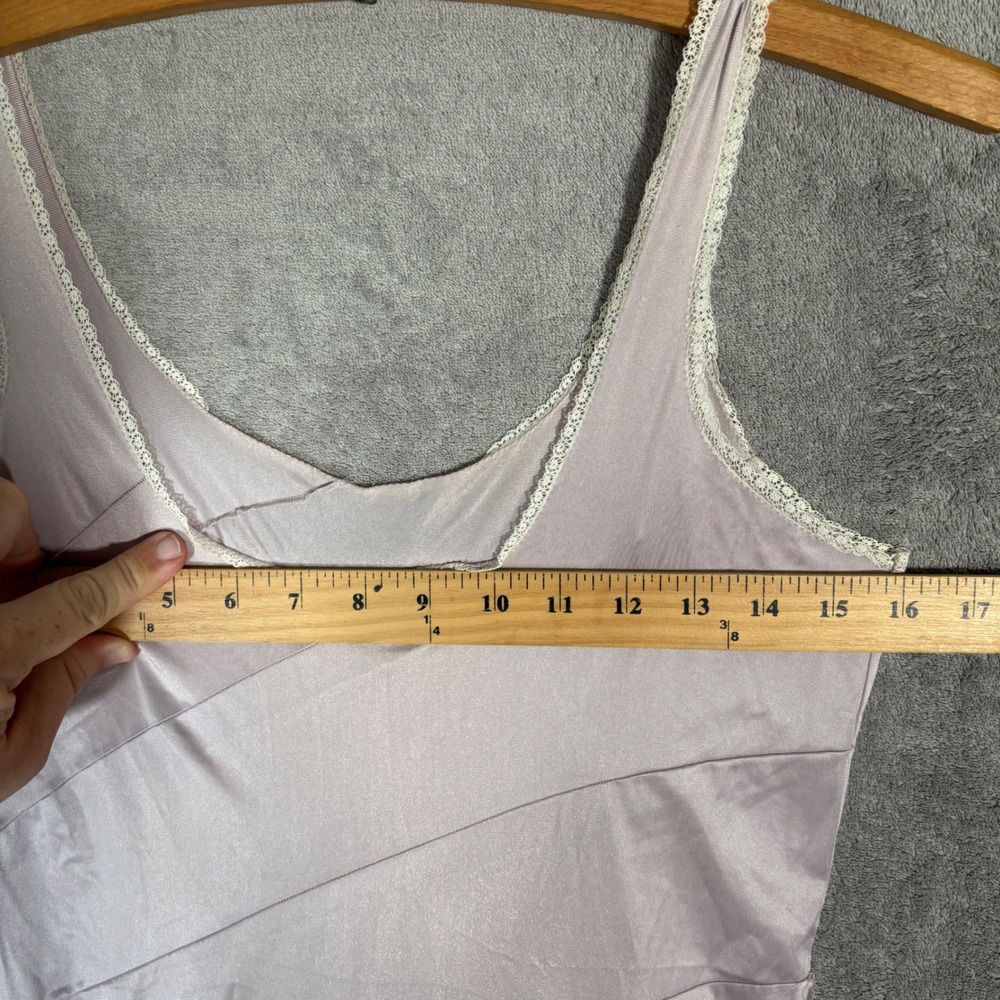 Vintage Lavender Satin Maxi Slip Dress Lace Trim Purple Ethereal Dainty Size S - Picture 10 of 13